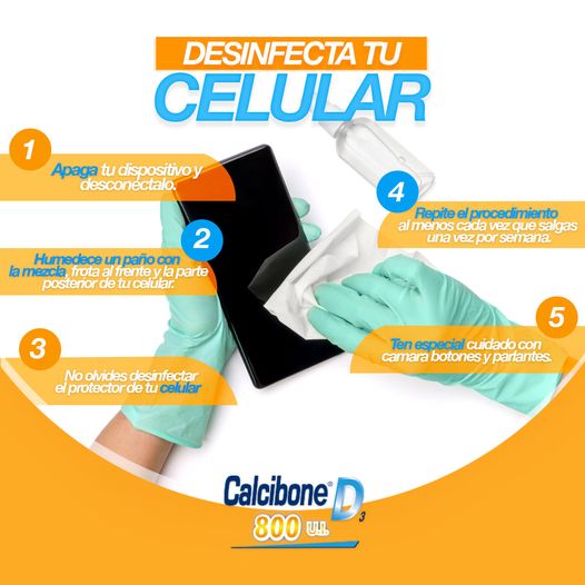 Recomendaciones saludables desinfecta tu celular - Calcibone D