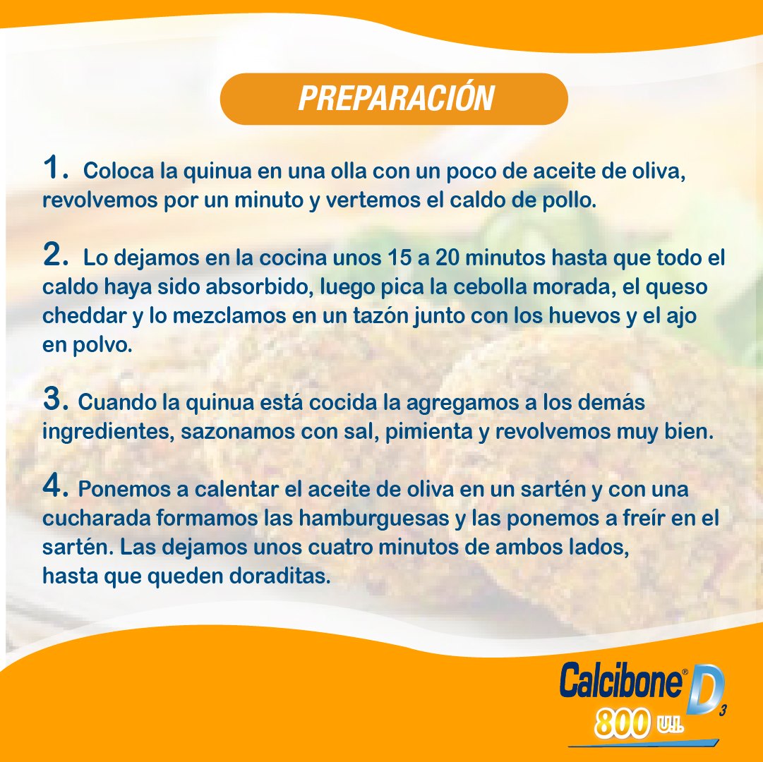 Preparación para la hamburguesa de Quinua - Calcibone D Preparación para la hamburguesa de Quinua - Calcibone D